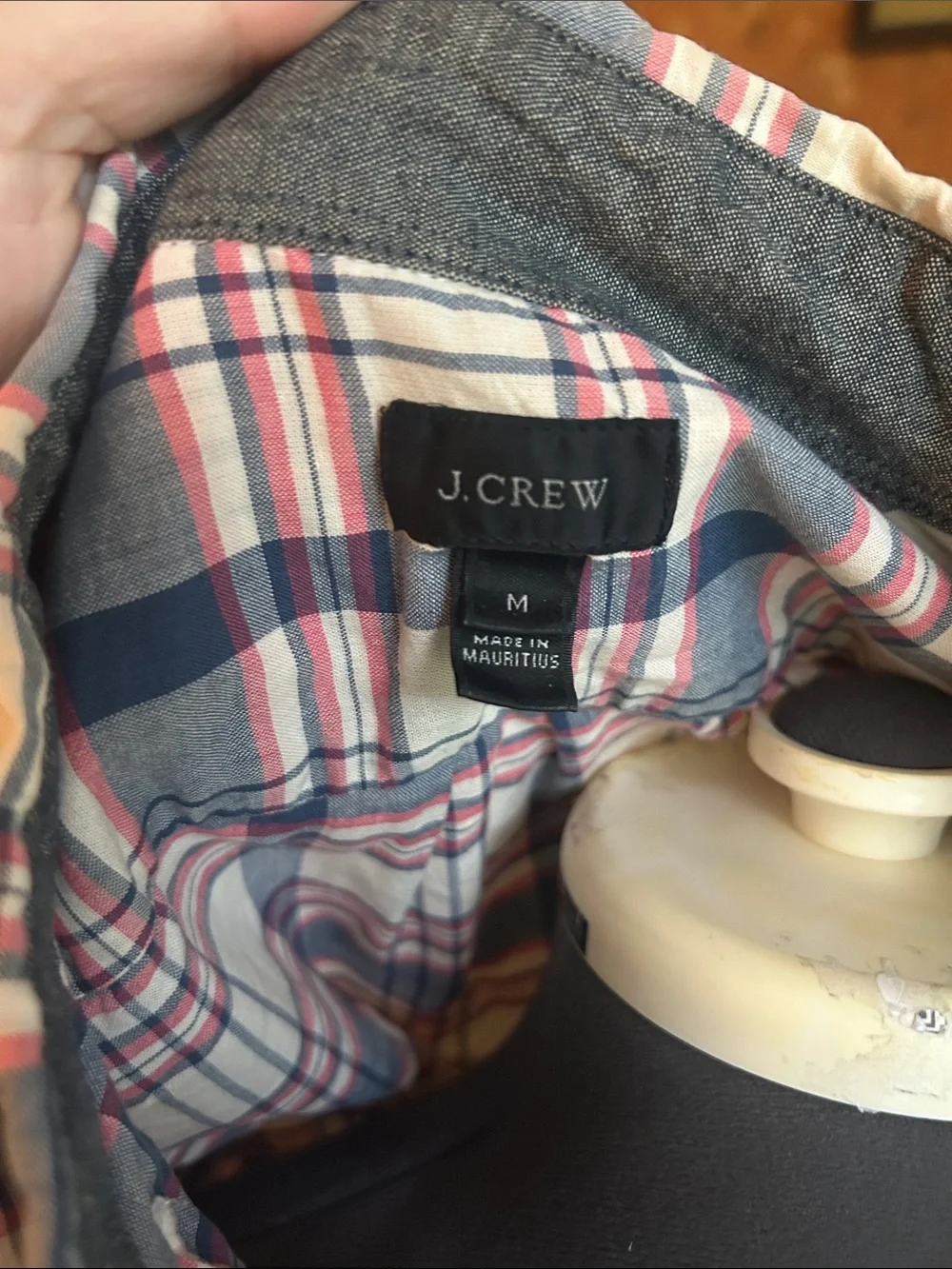 J. Crew Men's Plaid Button-Down Shirt in Blue, Cream and Red
